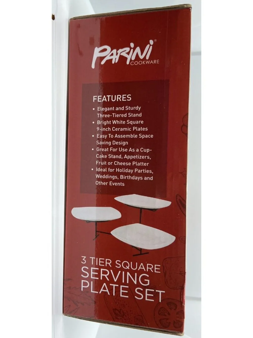 Parini Cookware 3 Tier Square White Serving Plate Set. Brand New In Box.